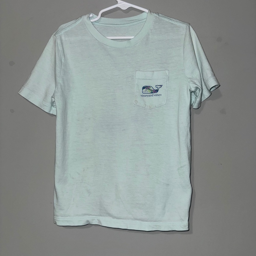 Vineyard Vines Kids Light Blue Whale Graphic Pocket T-Shirt Size 6 Short Sleeve‎
